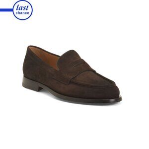 SANTONI Dark Brown Made In Italy Suede Loafers